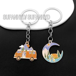 Bright Keychains Colorful Camper Key Chain Creative I Love Camping Keyring for Women Purse Bag Keyholder Gift for Girls