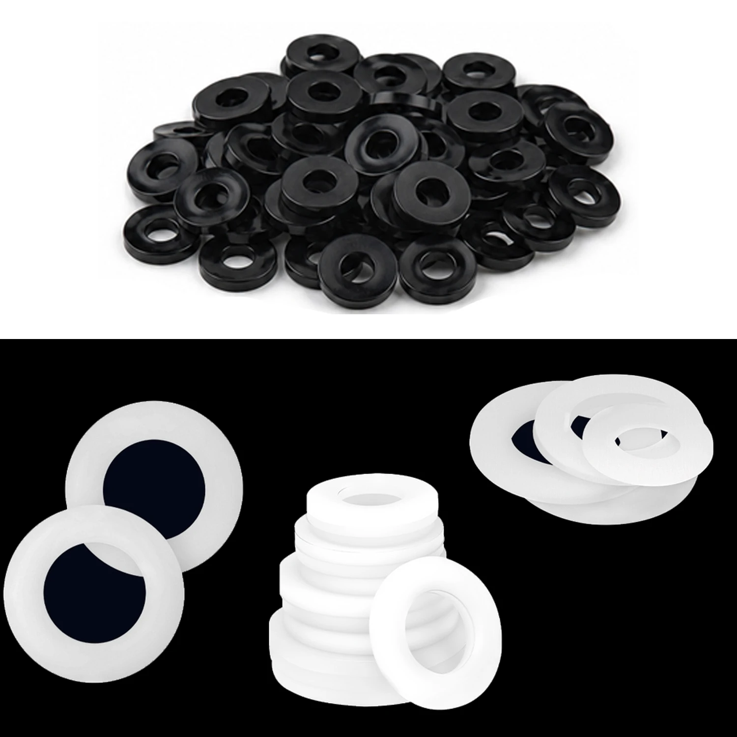 50/100pcs M2 M2.5 M3 M4 M5 M6 M8 M10 M12 White Black Plastic Nylon Flat Washer Plane Spacer Insulation Gasket Ring For Screw Bol
