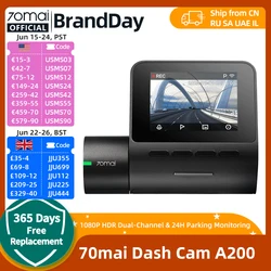 70mai Dash Cam A200 1080P 2'' IPS Screen Dual-channel Record 70mai Car DVR A200 24H Parking Monitor 130°FOV Night Vision