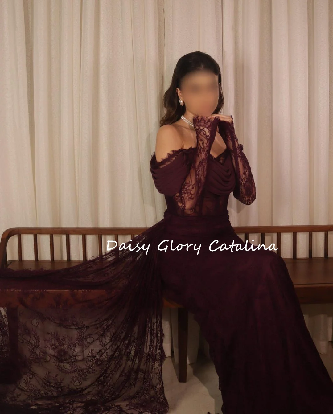 Gorgeous Purple Lace Evening Dresses Luxury Prom Dress Long Sleeves Off Shoulder Saudi Arabia Women Formal Party Gowns New 2024