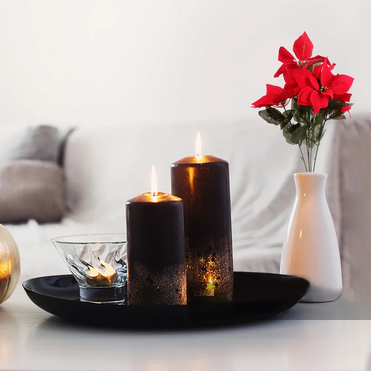 

Artificial Christmas Flower Poinsettia Floral Picks Red Flowers Poinsettias Fake Adornments Holiday Flannel Stems Decor