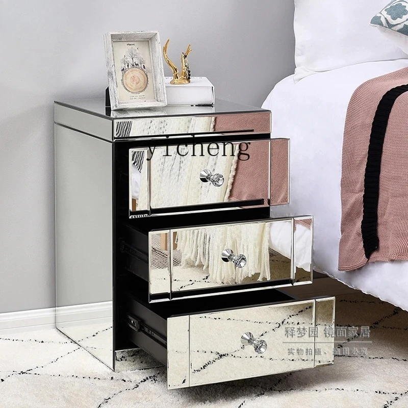 

Mirror Furniture Bedside Table Side Cabinet Locker Corner Cabinet Light Table Glass Furniture Neoclassical Postmodern