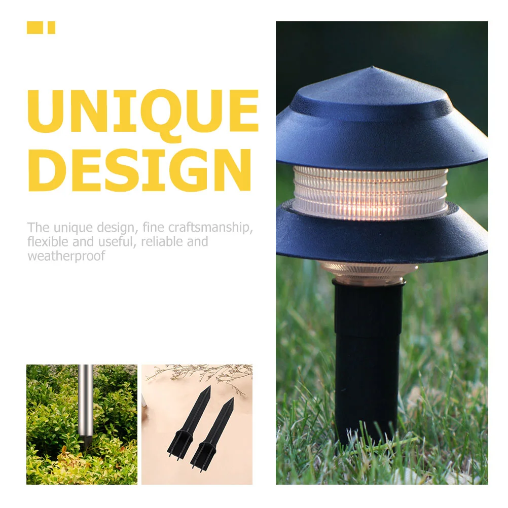10 個ソーラーランプ Abs グランドネイルパイルライトステークス屋外フェンス交換部品ガーデン用品ブラック