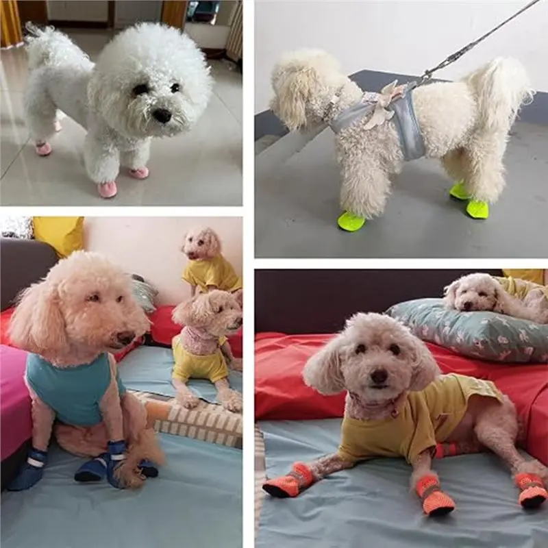 AC62-4PCS Dog Shoes For Hot Pavement - Breathable Mesh Dog Shoe For Small Medium Dogs, Dog Boots Protectors, Non-Slip Blue