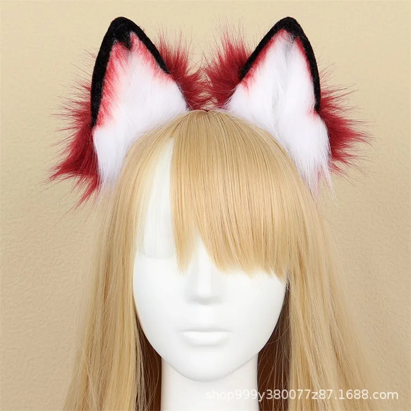 2026 Furry Wolf Ears Headband Cosplay Realistic Handmade Animal Hair Accessory New