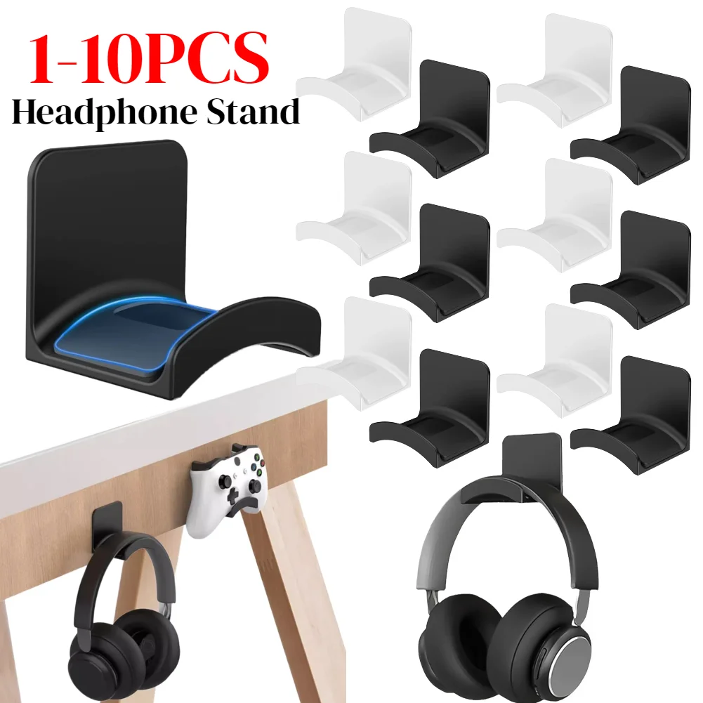 Universal Wall Mounted Headphone Stand Gaming Controller Holder Headset Display Rack Damage-Free Desk Hanger Hook For Earphone