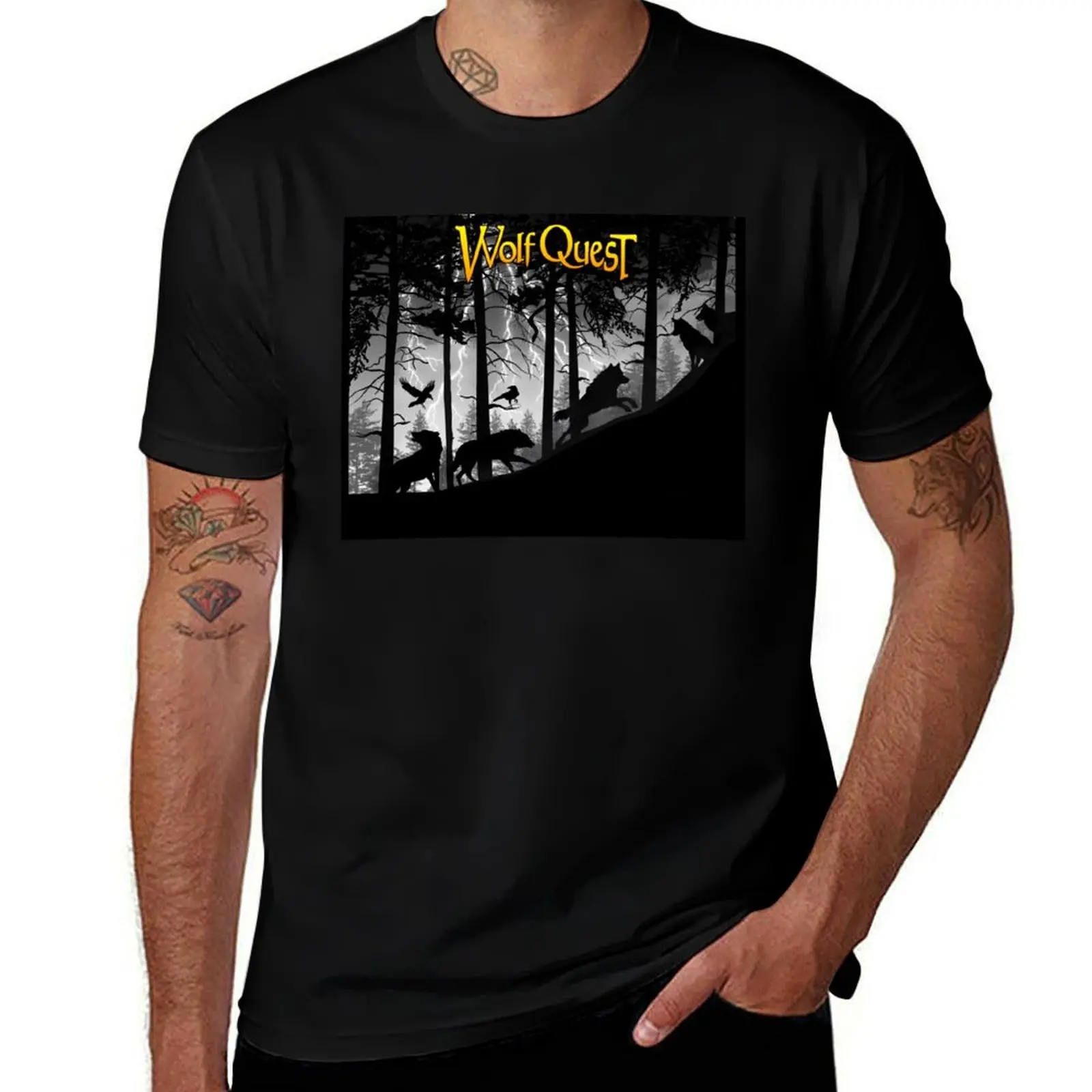 Wolf Pack in Storm - WolfQuest Dream T-Shirt Fashion Graphic Tee for Men T-Shirt