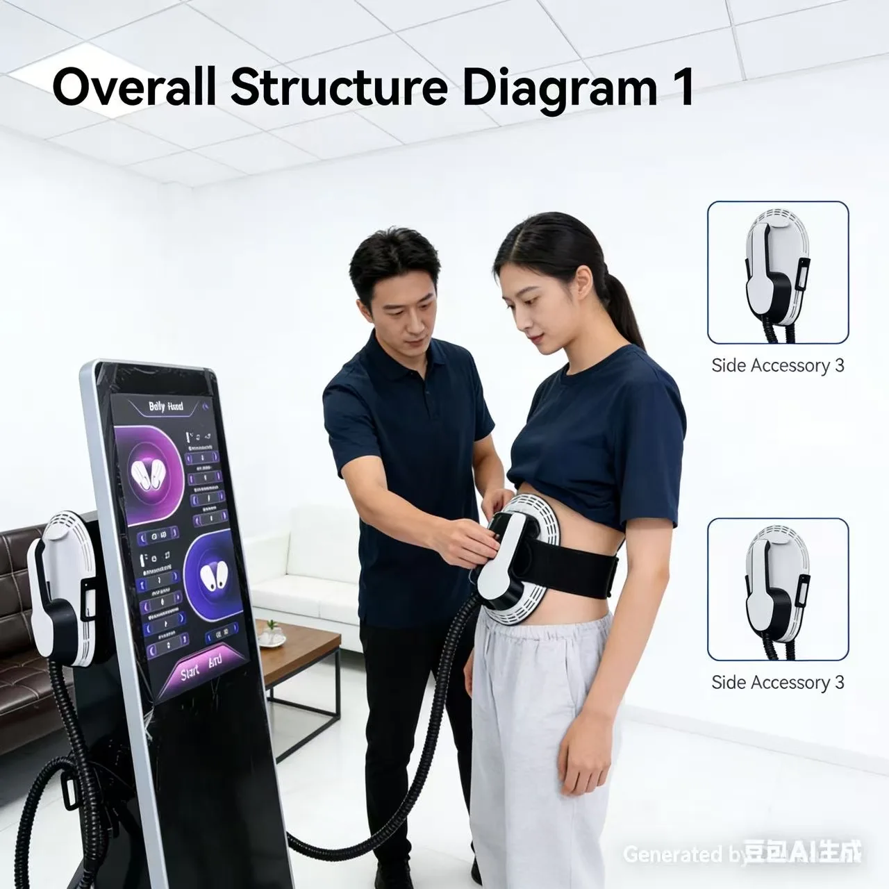 WiFi connection four-hand latest smart 19 Tesla 8500W ABS stand-up shaping muscle beauty fat burning Slyric