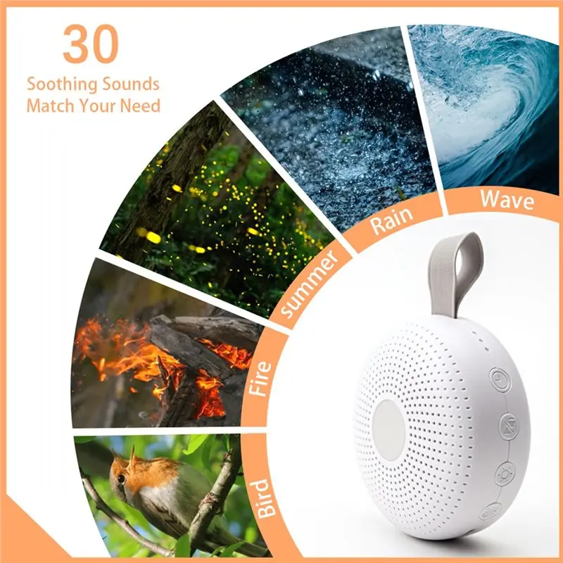 ABBP-White Noise Machine For Baby Adult Portable Sleep Aid With 15 Sound Options Smart Cry Detection Night Light Timer Newborn G
