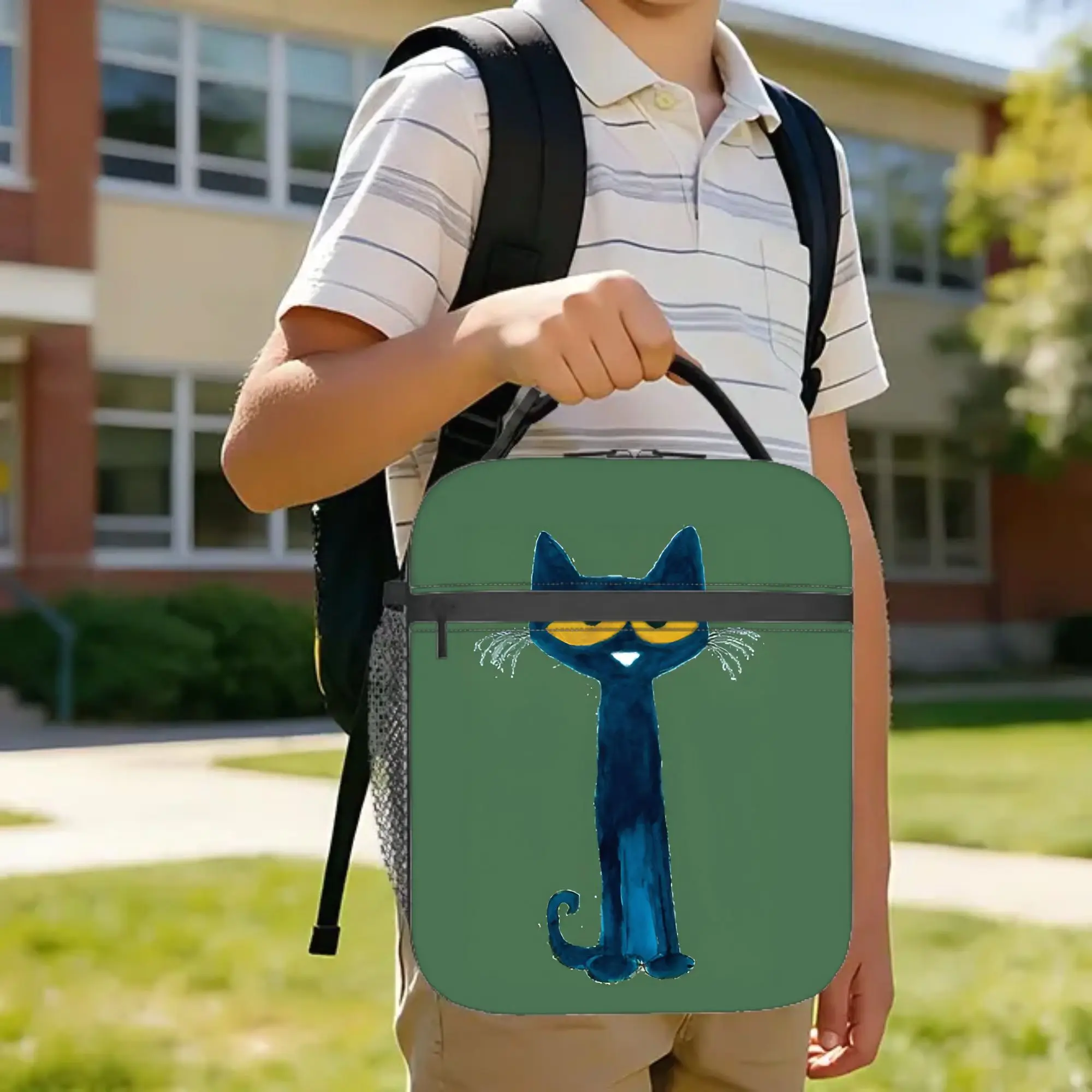 Pete the Cat  Insulated Lunch Bags Thermal Bag Reusable,Lunch Container Cool Cat Leakproof Lunch Box Tote Men Women Work  Travel