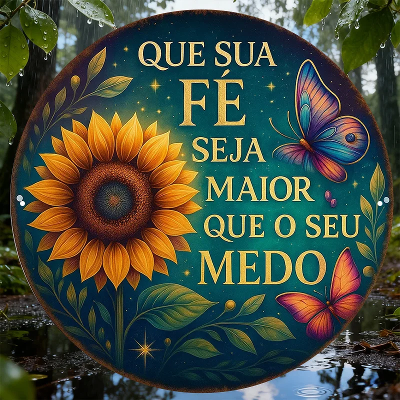1 Item, 20.32*20.32 cm Round Portuguese Aluminum Sign, Vintage Decorative Plaque about 
