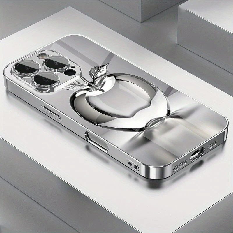 Przezroczyste etui na telefon z kryształkami, wzór Apple, szkło galwanizowane, do iPhone 17 16 15 14 13 12 Pro Max Plus 16E 17 Air Cover