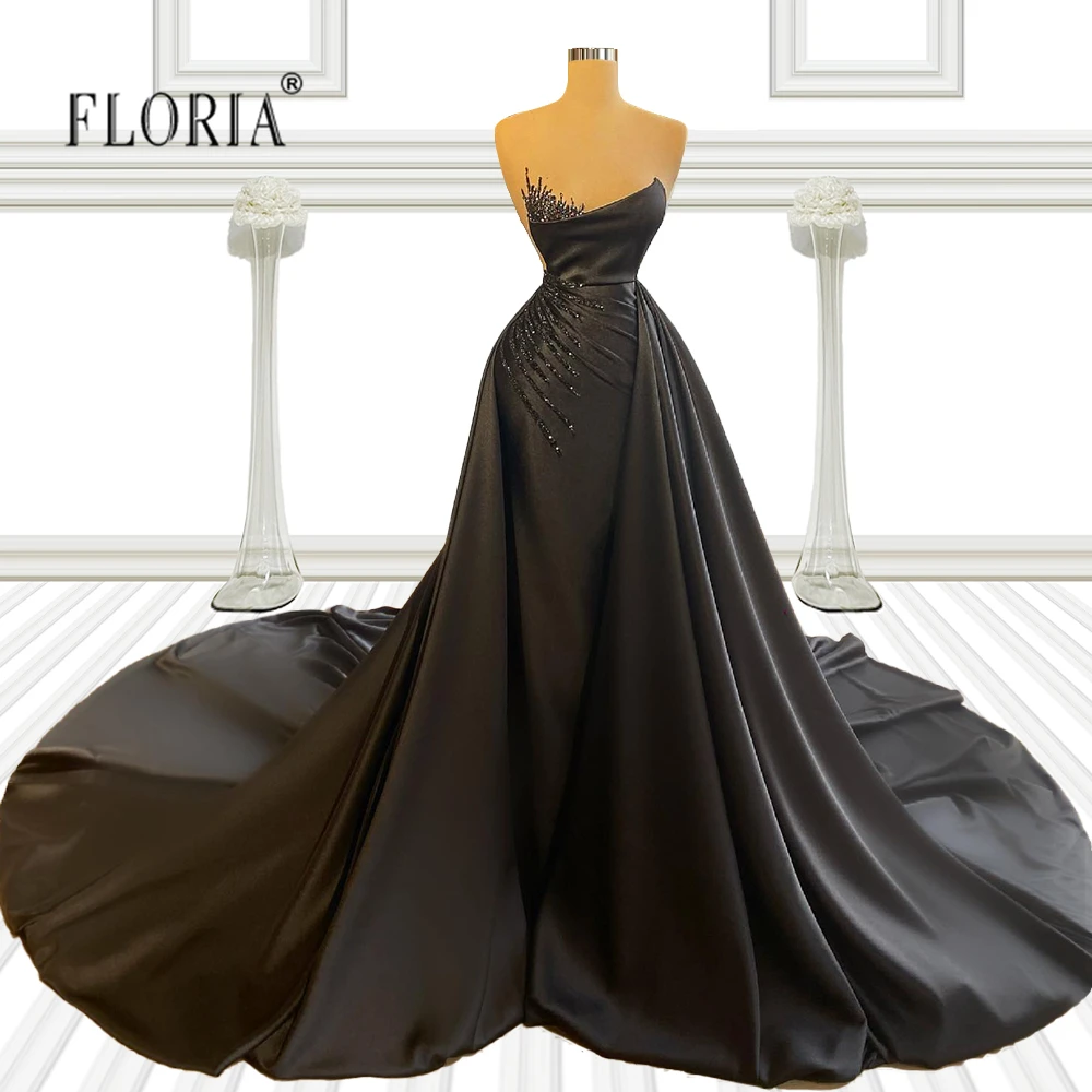 

Black Vestido De Novia Evening Gowns Formal Dresses 2022 Court Train Women Plus Size Evening Party Dress Longue Robes