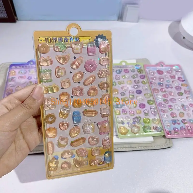 5asd الكرتون الحيوان ملصق ليلة متوهجة تنقش ملصق للطفل الحرفية سكرابوكينغ