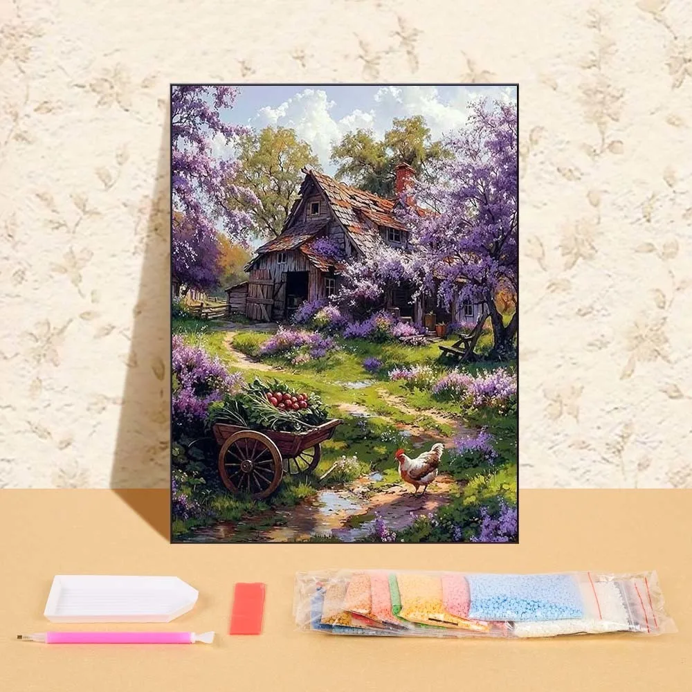 

Diamond Art Painting Kits Grange Landscape Full Round Diamonds Embroidery Picture Of Rhinestone Handmade Kit Cross Stitch