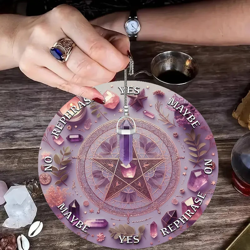 Crystal & Star Astrology Rubber Pendulum Board Mysterious Divination Altar Decor Suitable for Astrology Games & Pendulum Scrying