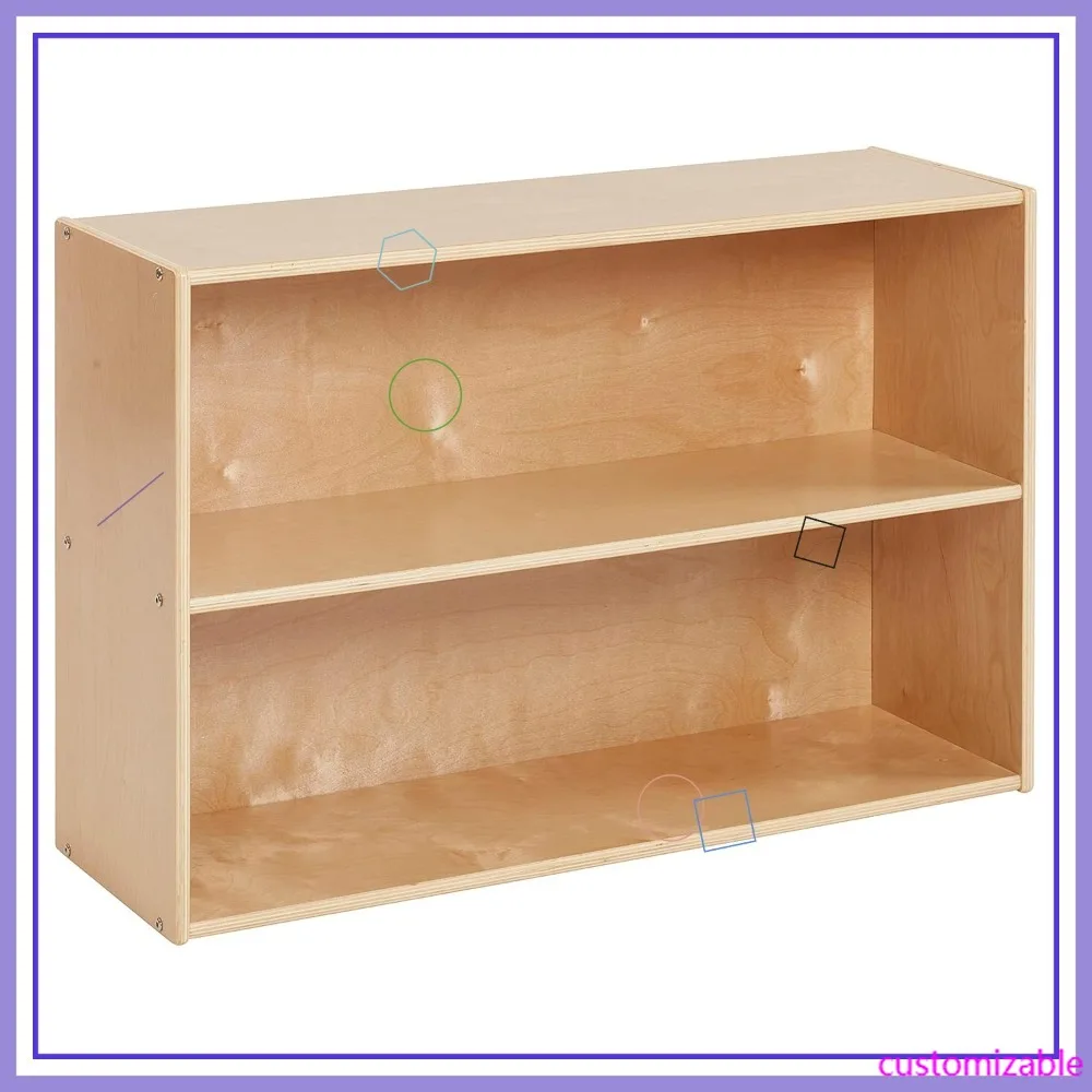 

Двухуровневый детский шкаф для хранения, 24-дюймовая книжная полка из натурального дерева для спальни и класса
