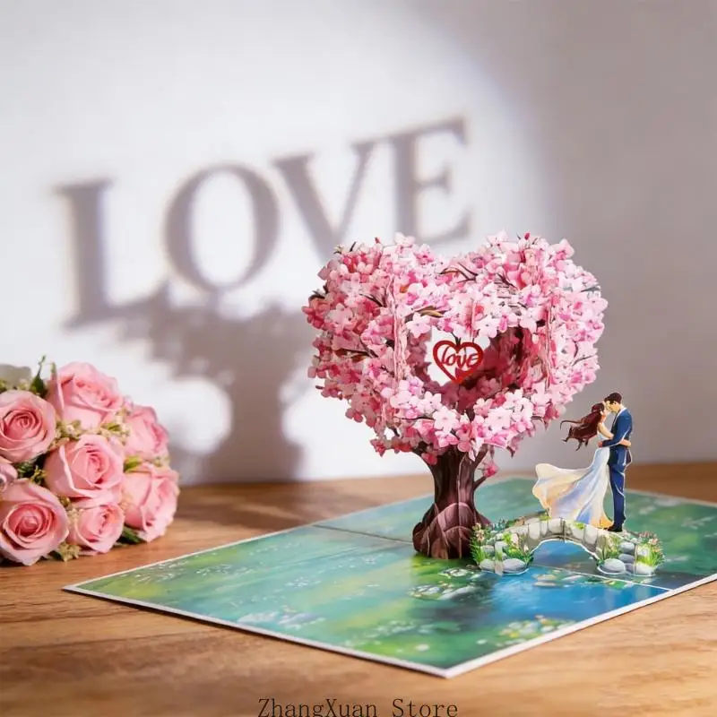 3D-Popup-Valentinstagkarte für einzigartige Partyfeiern, handgefertigte Grußkarte mit Umschlag, elegantes Geburtstagsgeschenk – Detail 2