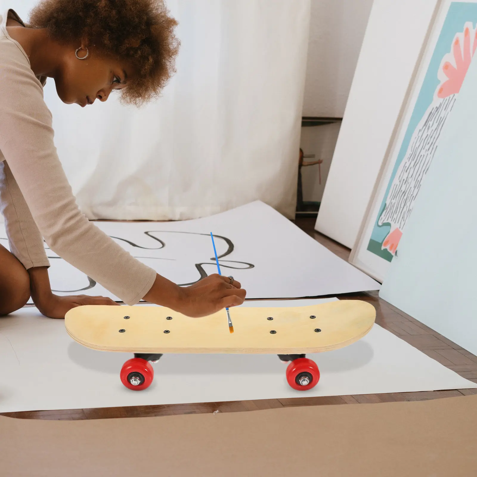 

1Set DIY Graffiti Skateboard Deck Unfinished Blank Wood Deck for Custom Painting Skateboard Supply Beginner Friendly Stable