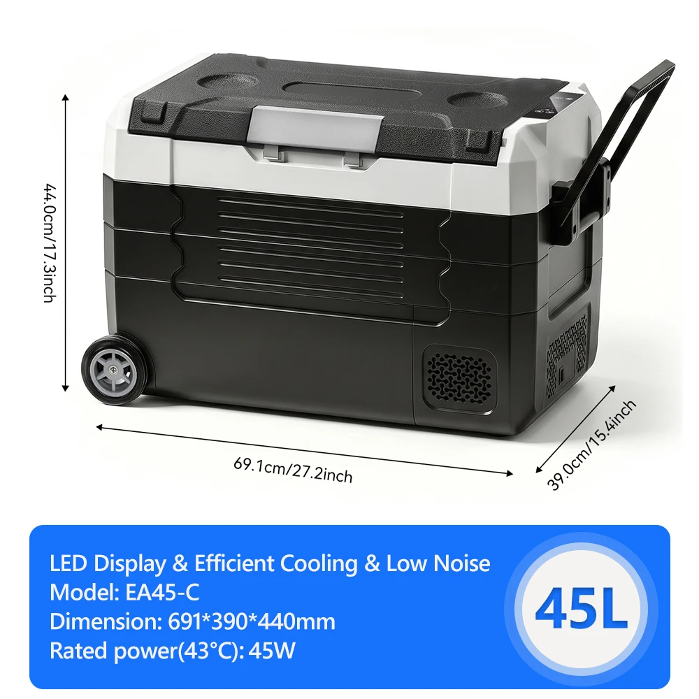 Podofo Auto-Kühlbox 35L 45L 55L Auto-Kühlschrank Mini-Kühlbox DC 110-240V Dual-Zone Tragbarer Kompressor-Kühler Eisbox für Camping, Reisen, Zuhause