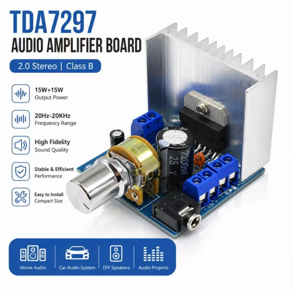 TDA7297 Audio Power Amplifier DC 8-18V 15W+15W Stereo Amplifier Board Audio Amplifier Module