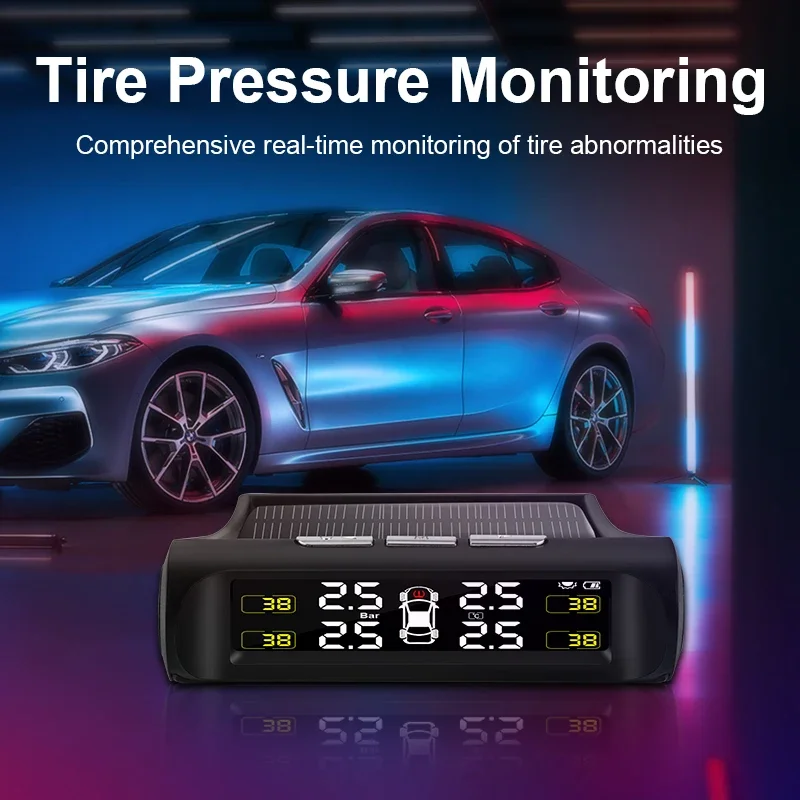 Jansite Car TPMS Tire Pressure Monitoring System Solar Charging HD Digital LCD Display Auto Alarm System Wireless With 4 Sensor