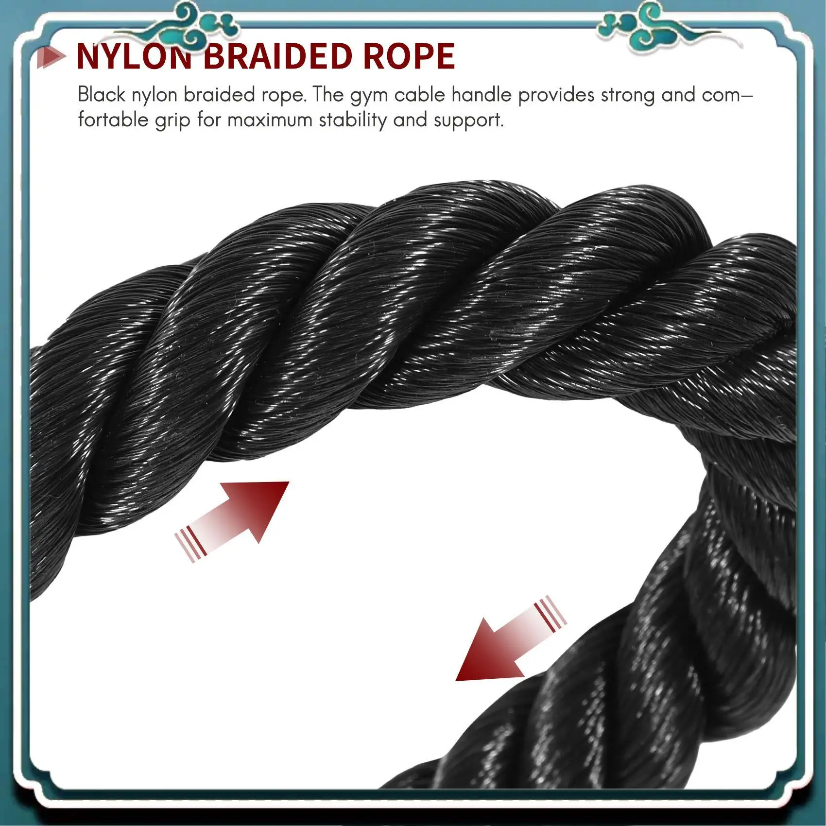 

A65G-Heavy Duty Tricep Pull Down Rope 36 Inches With Snap Hook, Fitness Attachment Cable Machine Pulldown Rope For Home Gym