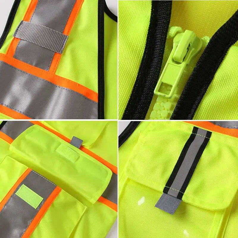 Size M-3XL Safety Vest Reflective High Visibility ANSI Class 2 Vest with Pockets and Zipper Construction Work Vest Men and Women