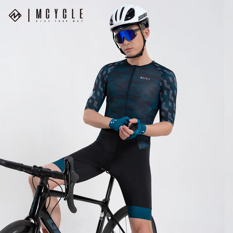 Mcycle Custom Aero Race Cutting Design Cycling Speed Suit Full Zipper Men's Cycling Clothing Breathable Triathlon Suit for Sport