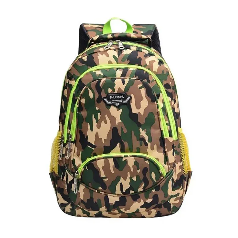 Mochila escolar de camuflaje para niños y adolescentes, morral ortopédico impermeable, bolsa para libros