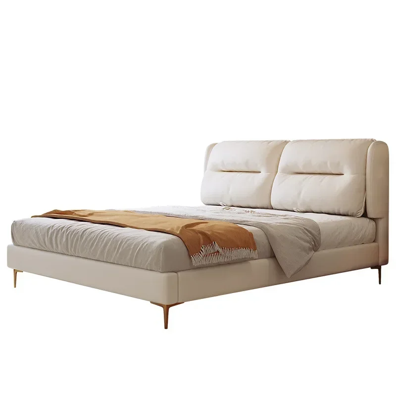 

Modern light luxury master bedroom small apartment double adjustable backrest 1.8 meters large wedding bed leather bed