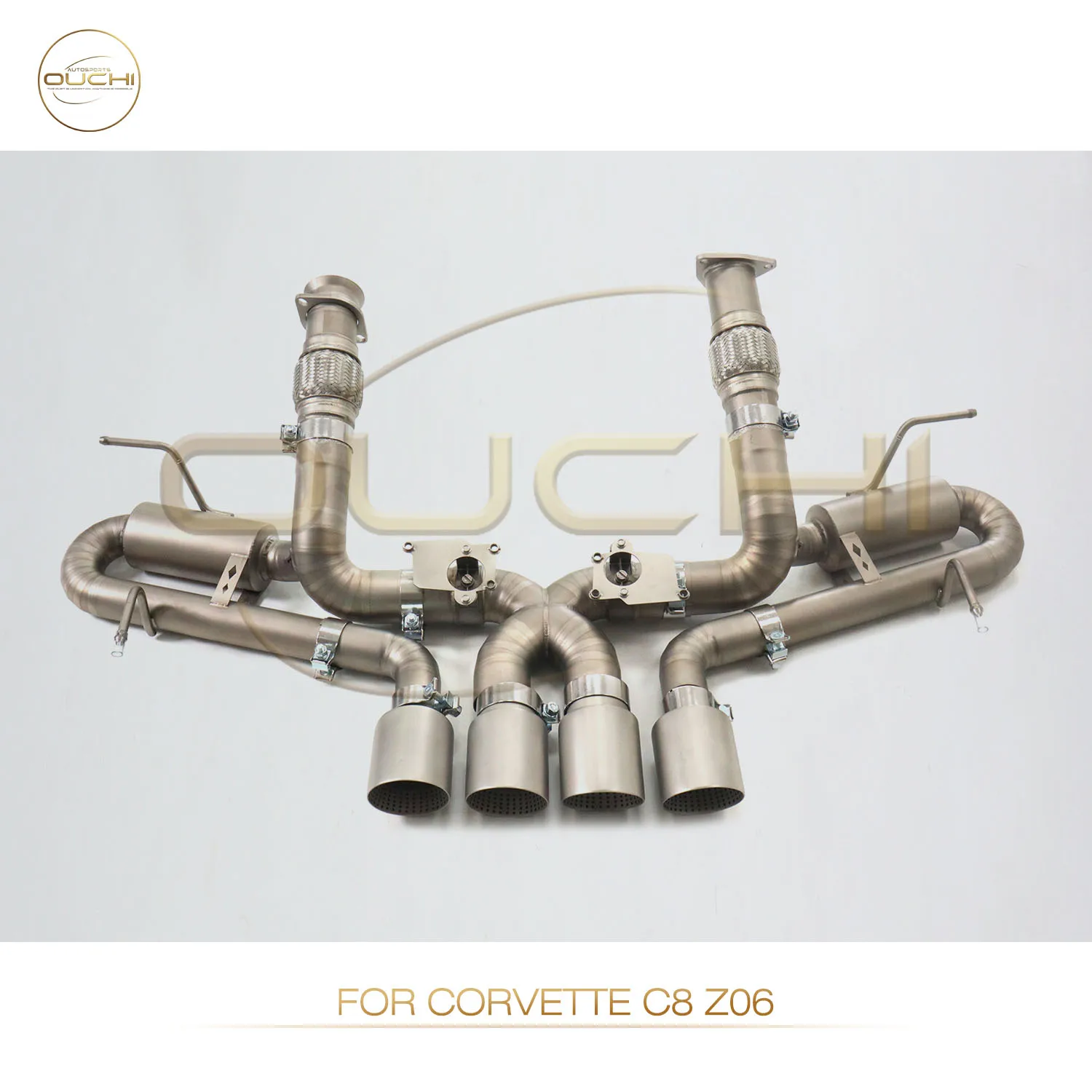 

OUCHI Factory Direct Sales for Corvette C8 Z06 5.5L V8 TC4 Exhaust Catback With OEM Valve Muffler With Tips Sandblasting Surface