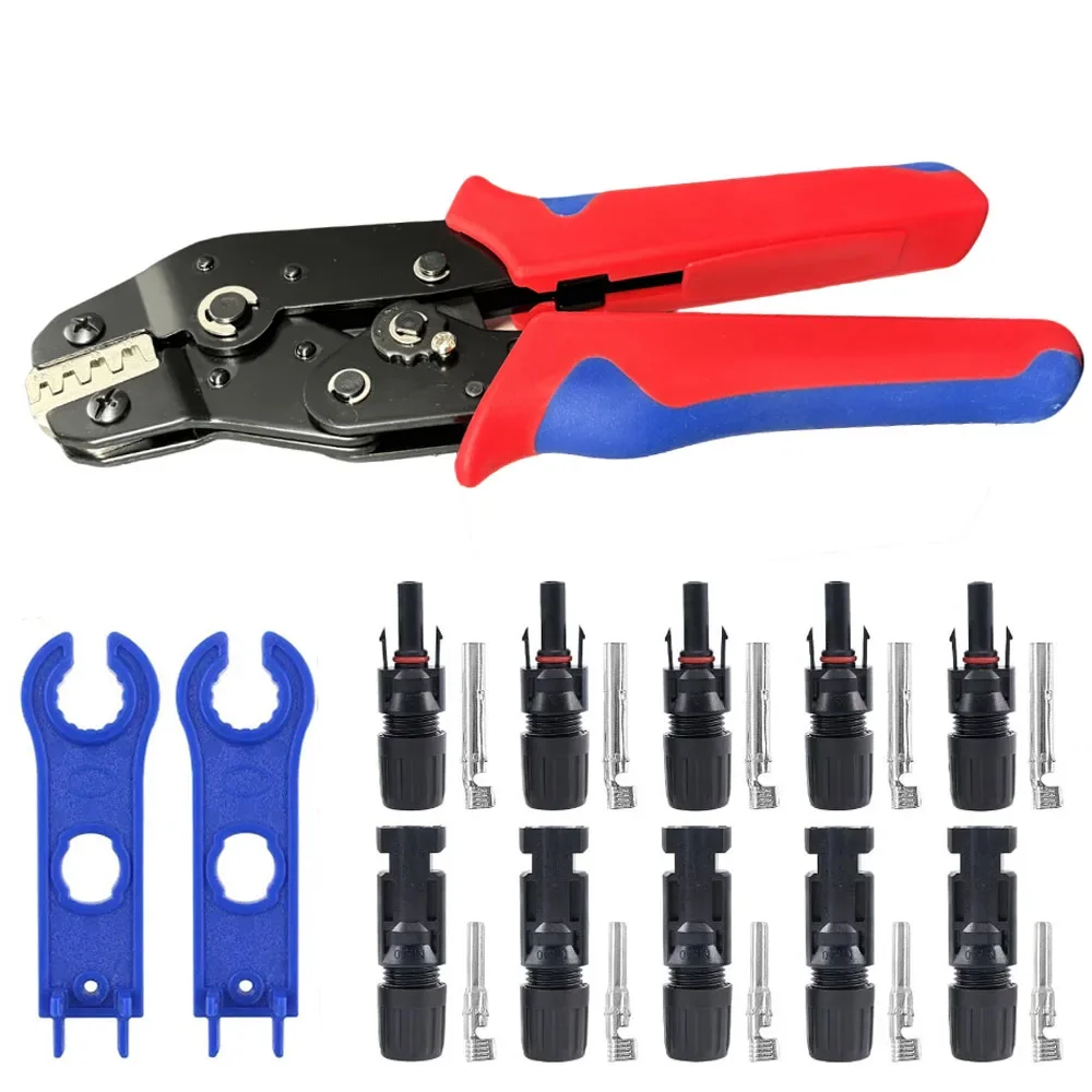 Solar Crimping Tool Set Photovoltaic Solar Connector Kit 1000V 30A Panel Solor Connectors for PV/MC Cable 2.5/4/6mm2