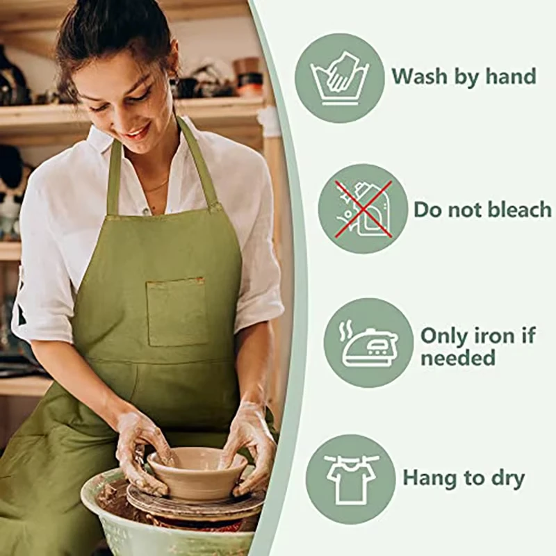 

Diy Gift Apron Multi Pocket Kitchen Apron Pottery Apron Waterproof For Pottery Cooking Kitchen
