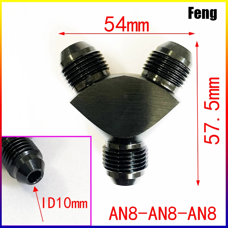 

AN6 AN8 AN10 AN12 Y Type Oil Pipe Joint Y Block Adapter Fittings Male Thread Fuel Hose Fitting oil cooling adapte Aluminum