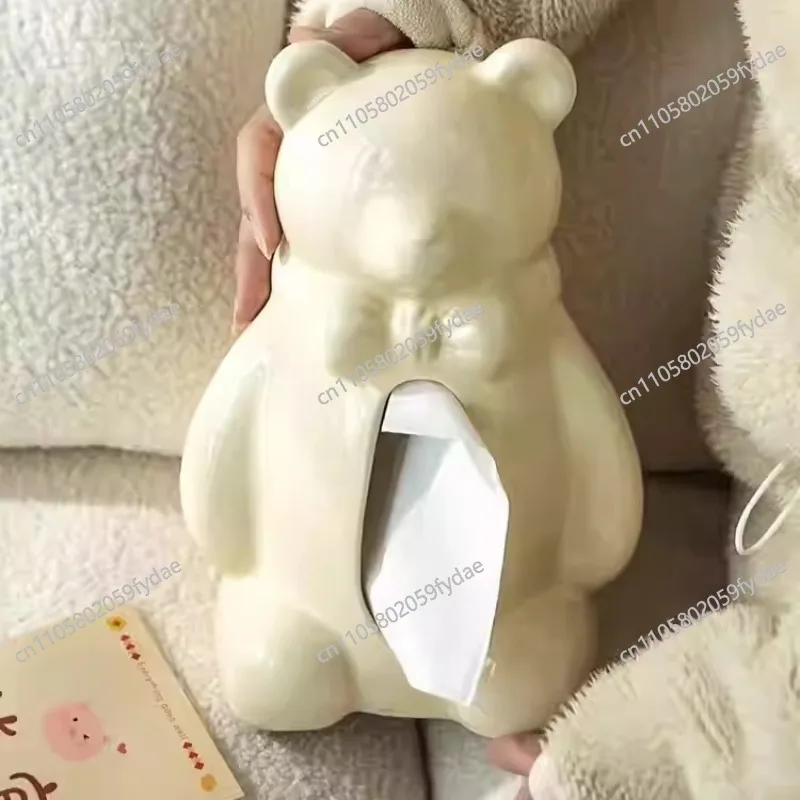 Candy Bear Pumping Carton Ornament Ceramic Tissue Pumping Storage Hug Bear Cream Wind Home