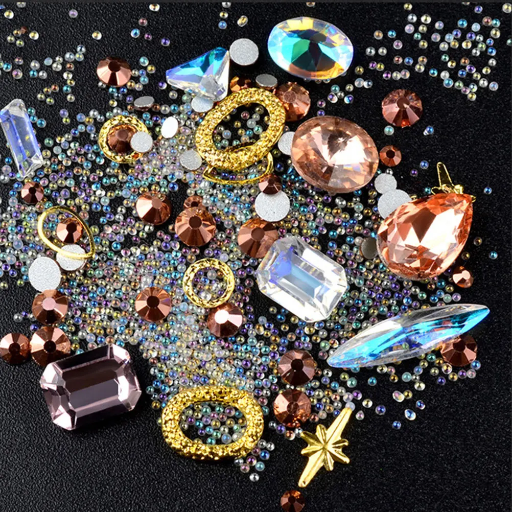 3 boîtes de breloques pour ongles, strass décoratifs brillants, décorations de manucure pour ongles artificiels naturels, fête, rencontres, fournitures d'art des ongles à faire soi-même