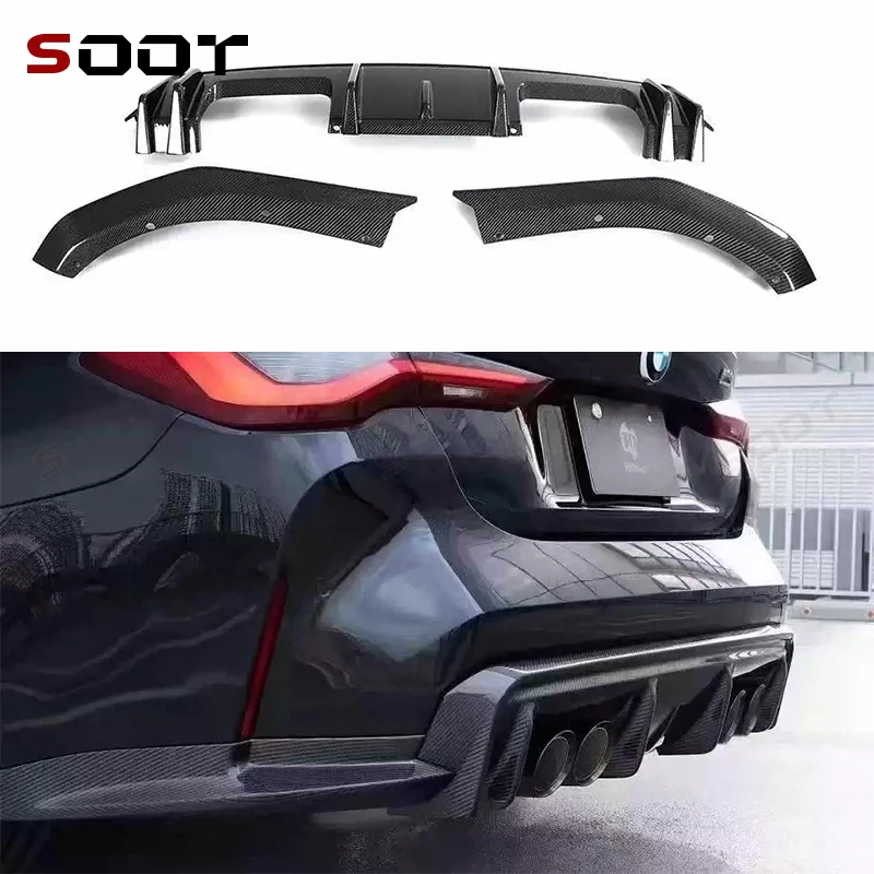 

For BMW M3 M4 Series G80 G82 G83 3D Style Carbon Fiber Rear Lip Diffuser Back Bumper Spoiler Small encircleme Auto Parts