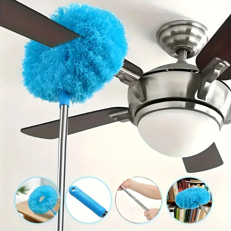 

1/2-Pack Multi-Color Ceiling Fan Duster 80/145cm Extendable, Reusable Microfiber Cleaning Tool for High Ceiling, Window, Cobweb