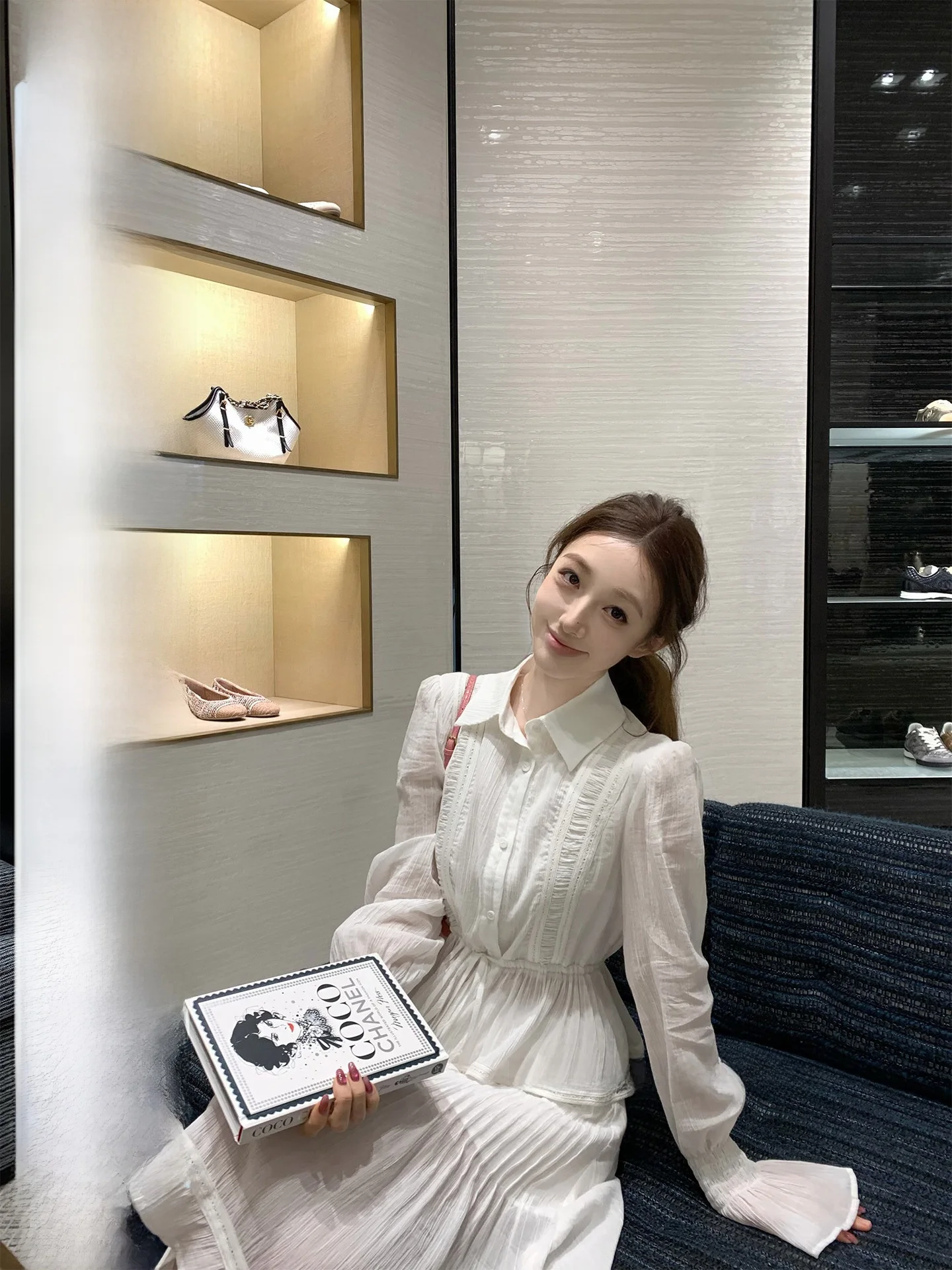 

Cotton Casual Sle irt And Skirt Set for Women Rich Girl Preppy Sle Long Sve Breathable Thin Cotton Daily Wear