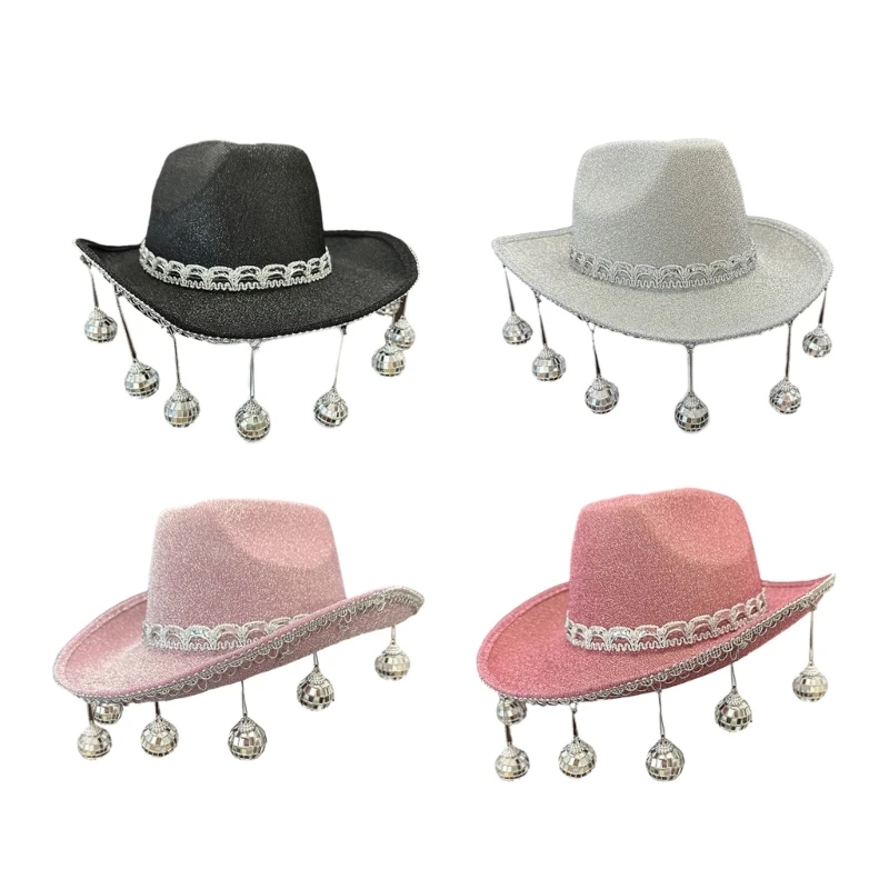 

Cool Balls Hat Glinting Glitters Cowboy Hat for Carnivals Music Festival