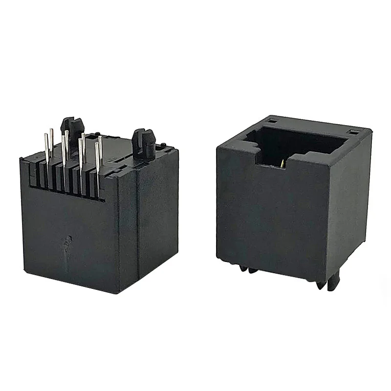 5224 RJ45 socket with 8P8C connector and light hole, upright network port crystal head base, 180-degree round pins, all plastic