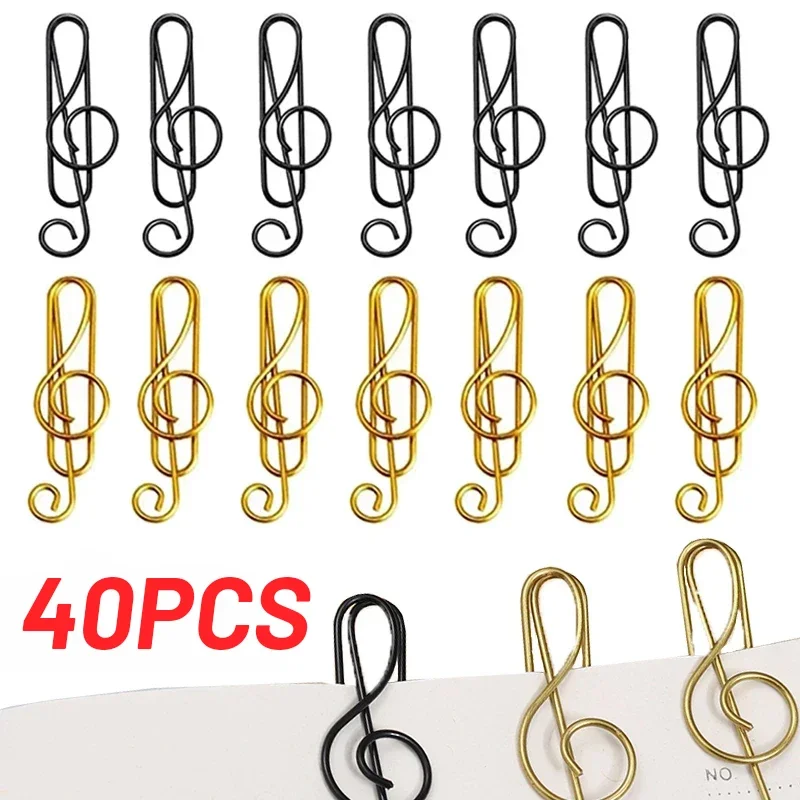 40/20Pcs Creative Music Note Shaped Creative File Clamp Paper Clip Bookmark Holder Paper Decorative Clip for Office School Home