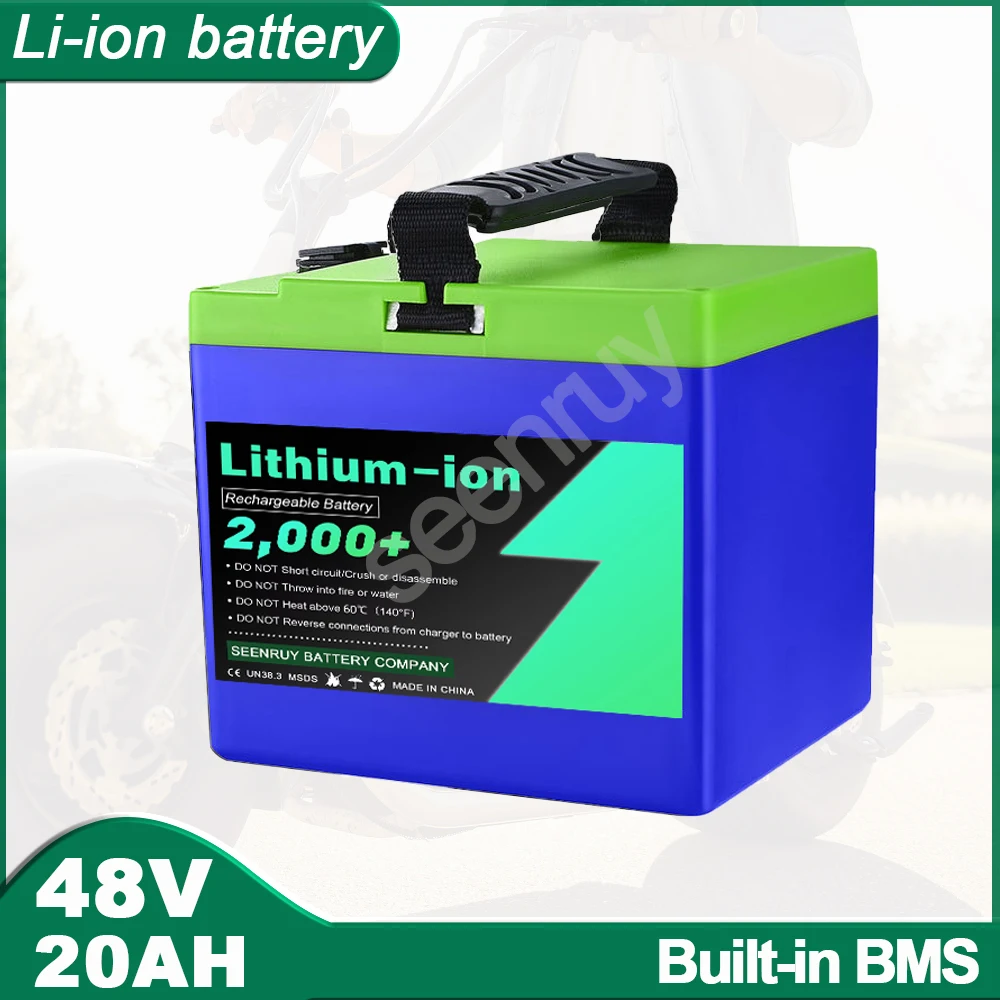 SEENRUY 48V 20AH Li-ion With 30A 50A 80A BMS Lithium Polymer Battery Pefect For Motor AGV Electric