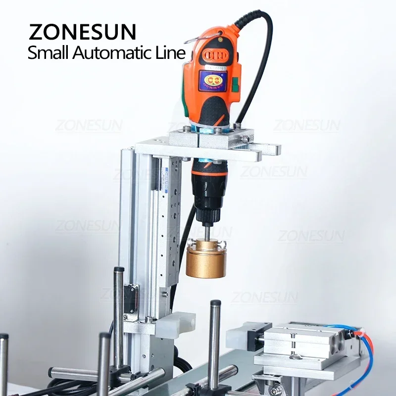 ZONESUN Small Production Line Automatic Filling Capping Machine Juice Bottle Filler Cap Screw Machine With a Conveyor ZS-MPXG1