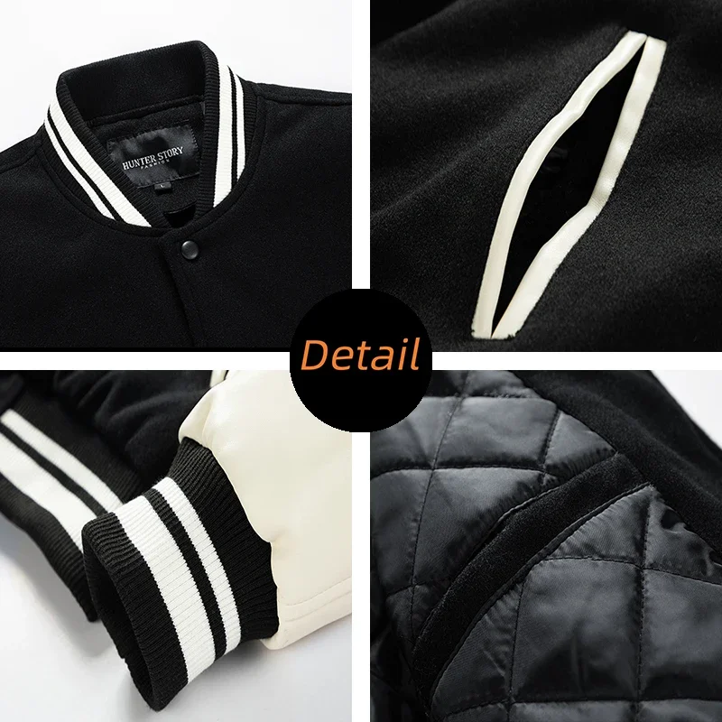 Classic Design Varsity Jacket Autumn Men\'s Casual Color Block Button Up Jacket For Spring Fall School Baseball