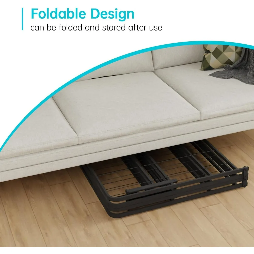 BestMassage Twin Metal Foldable Bed Frame Heavy Duty Steel Slats 6 Legs No Box Spring Easy Assembly Under-Bed Storage For Home image 5