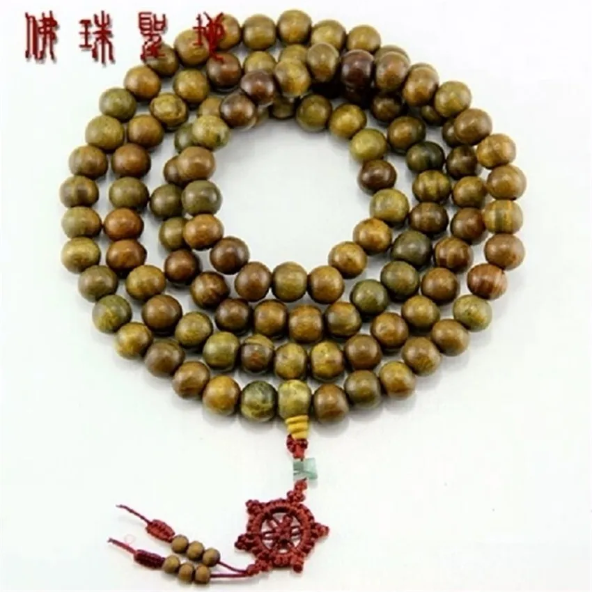 

12mm Green Sandalwood Mala Necklace Handmade Wrap Chain 108 Beads Tassel Yoga Mala Gift Prayer Party Energy Relief Men