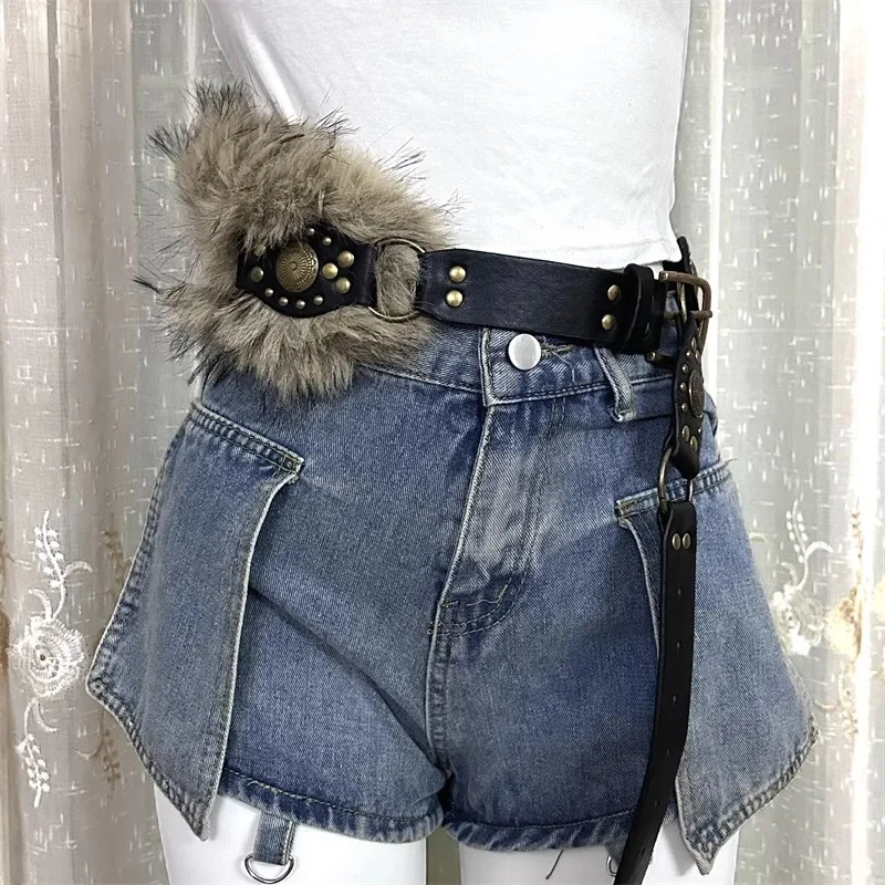 Corsé de piel sintética con remaches de retales para mujer, faja femenina, abrigo, pretina, decoración de vestido, cinturón ancho J1333