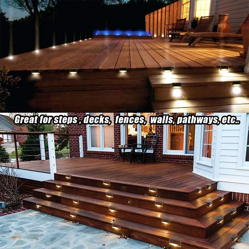 8 Pcs Solar Deck Lights Solar Step Light Outdoor Motion Led Solar Powered Stair Lights For Stairs/Garden Pathway/Fences